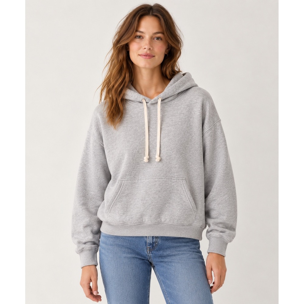 J.Crew Womens Heather Gray Pullover Hoodie Sweatshirt BT723 Small